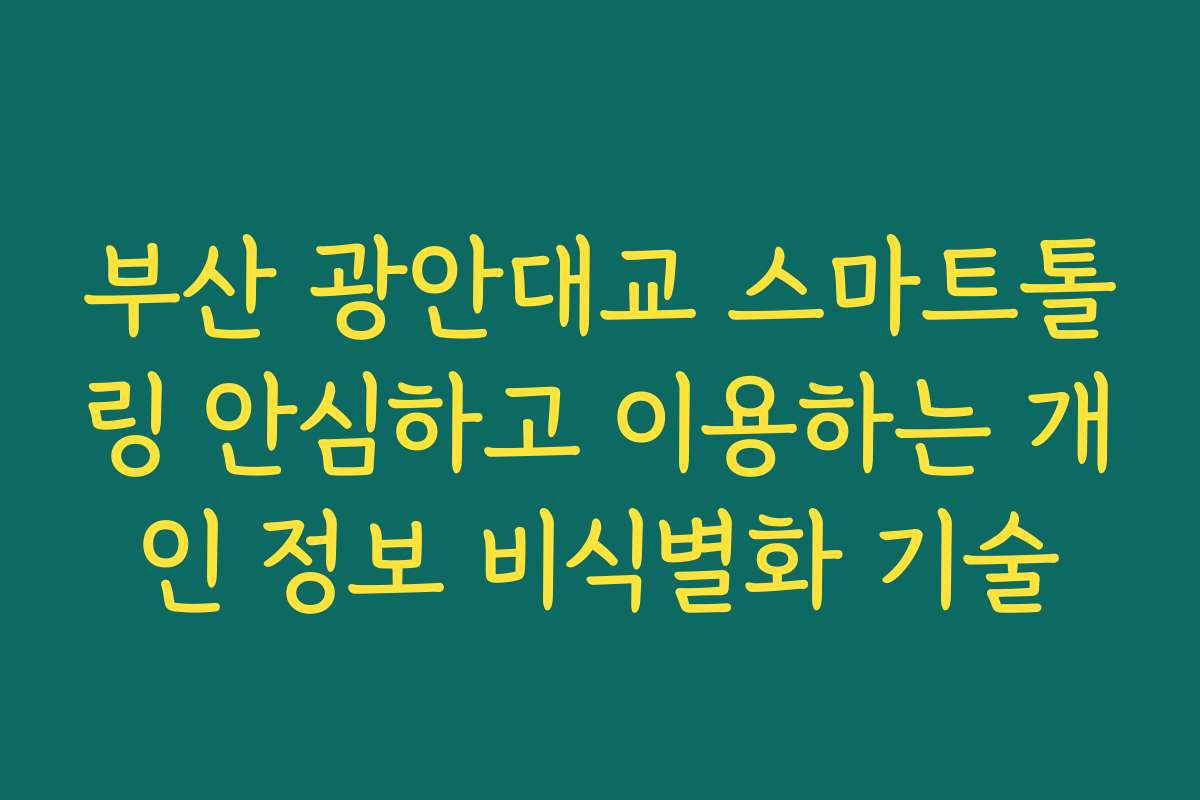 부산 광안대교 스마트톨링 안심하고 이용하는 개인 정보 비식별화 기술