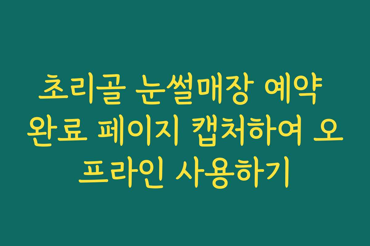 초리골 눈썰매장 예약 완료 페이지 캡처하여 오프라인 사용하기