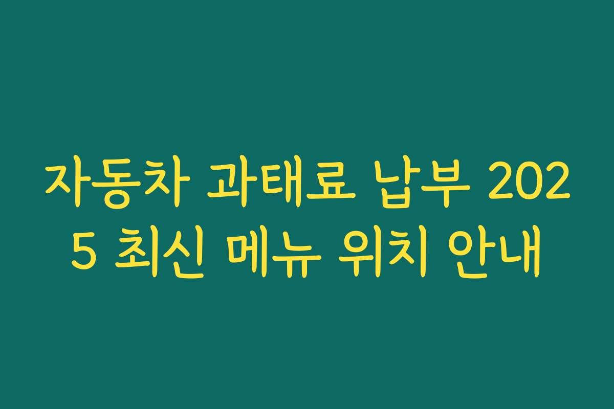 자동차 과태료 납부 2025 최신 메뉴 위치 안내