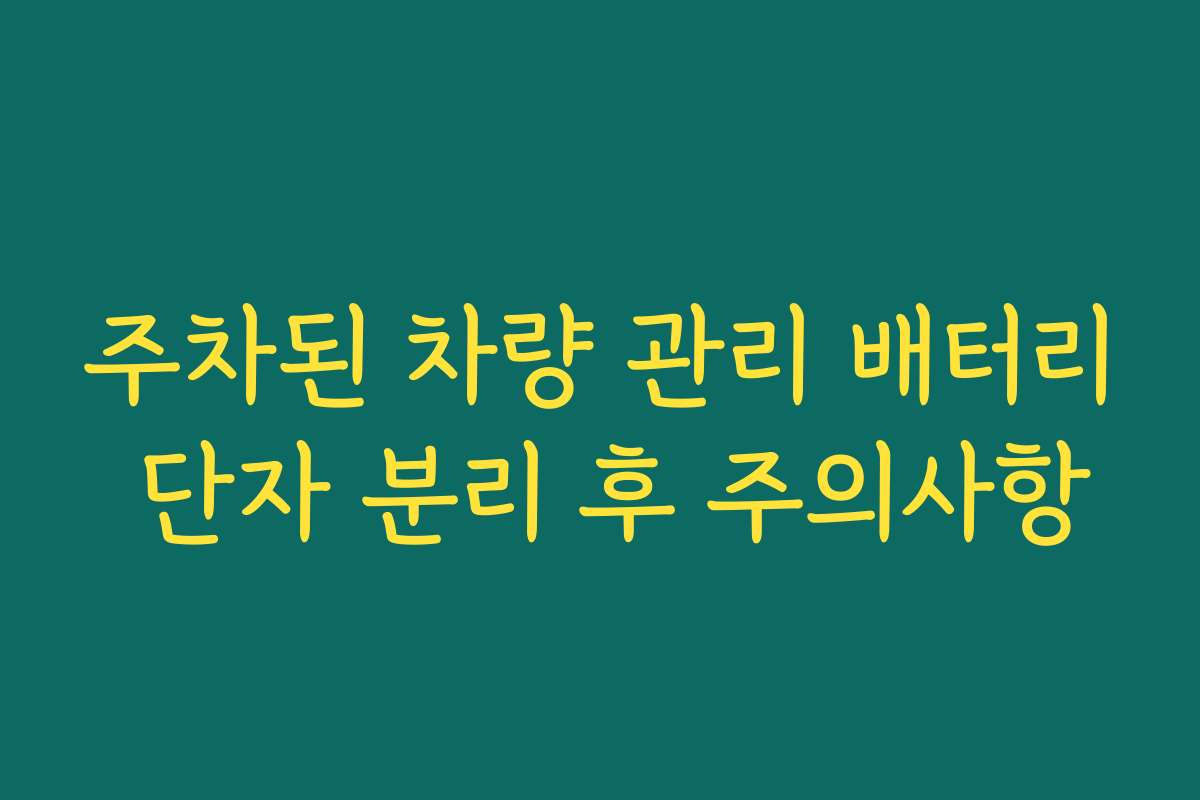 주차된 차량 관리 배터리 단자 분리 후 주의사항