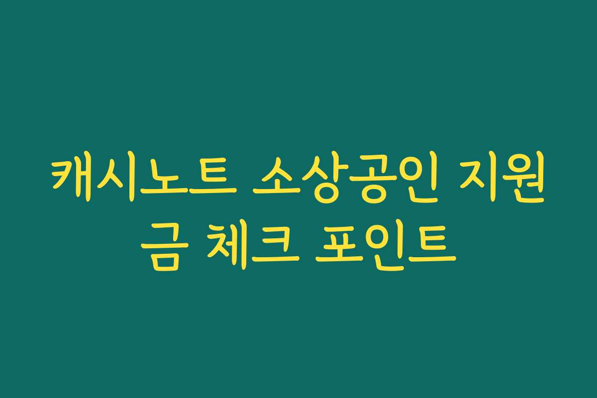 캐시노트 소상공인 지원금 체크 포인트