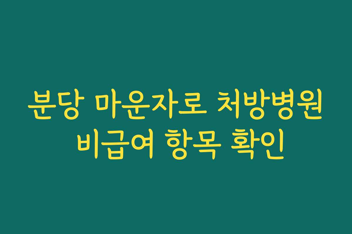 분당 마운자로 처방병원 비급여 항목 확인