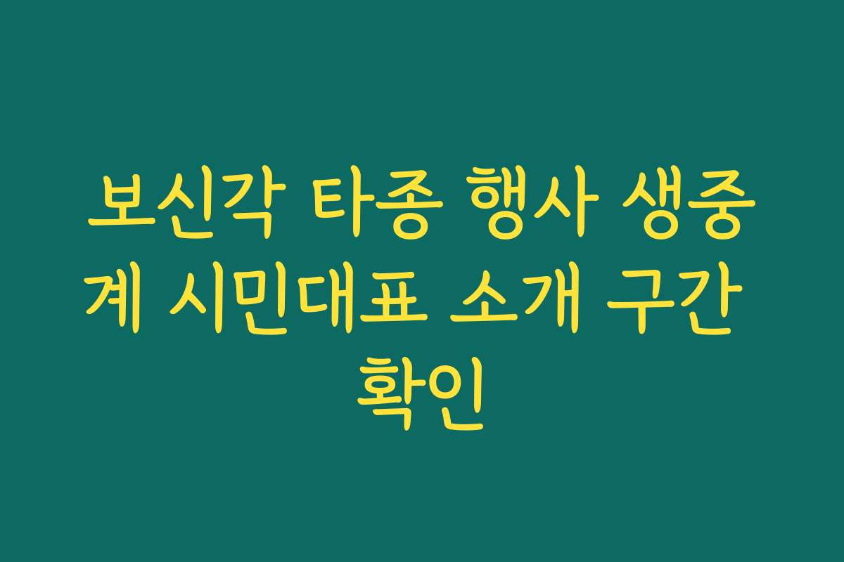 보신각 타종 행사 생중계 시민대표 소개 구간 확인