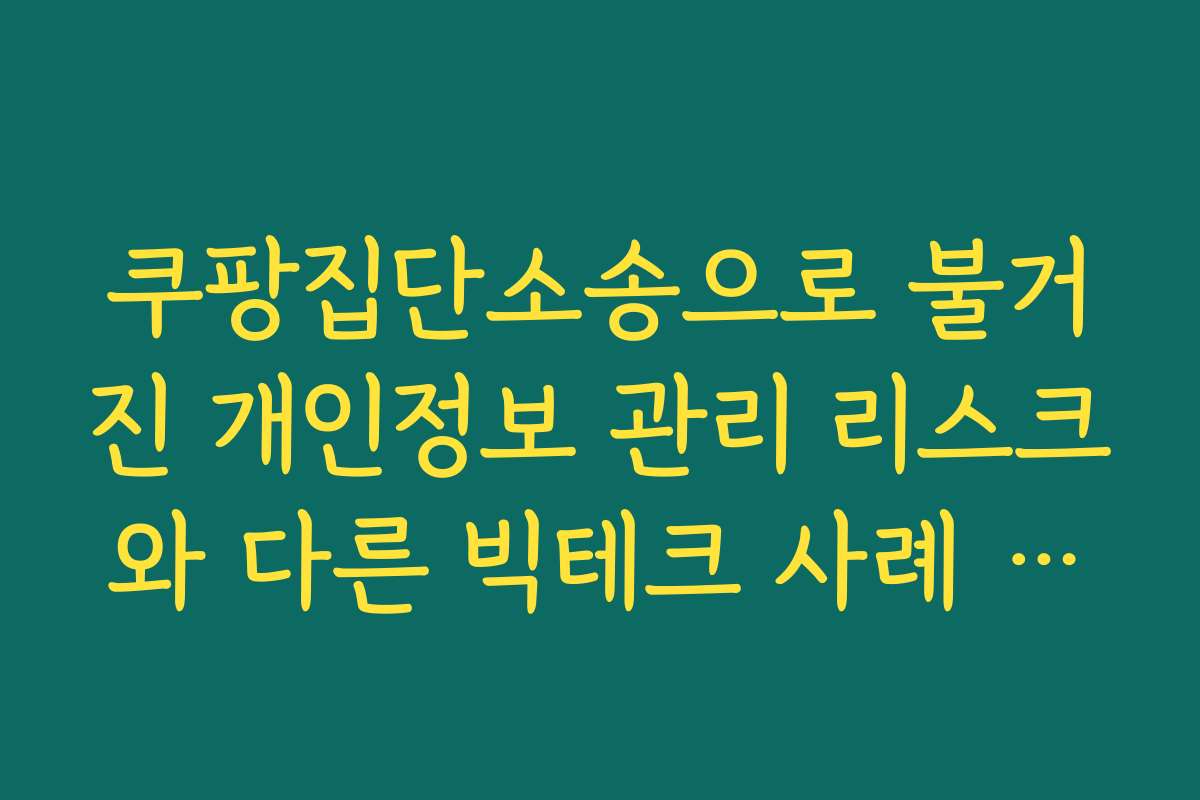 쿠팡집단소송으로 불거진 개인정보 관리 리스크와 다른 빅테크 사례 비교하기