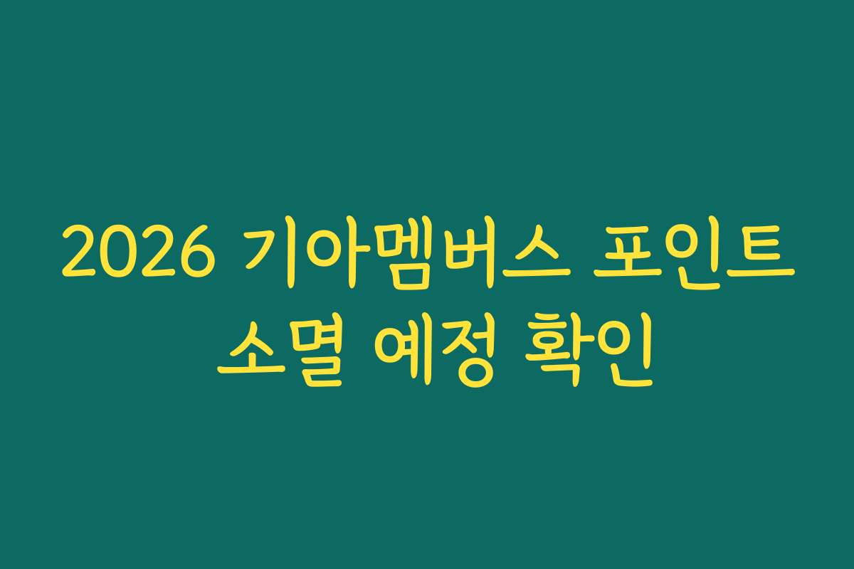 2026 기아멤버스 포인트 소멸 예정 확인