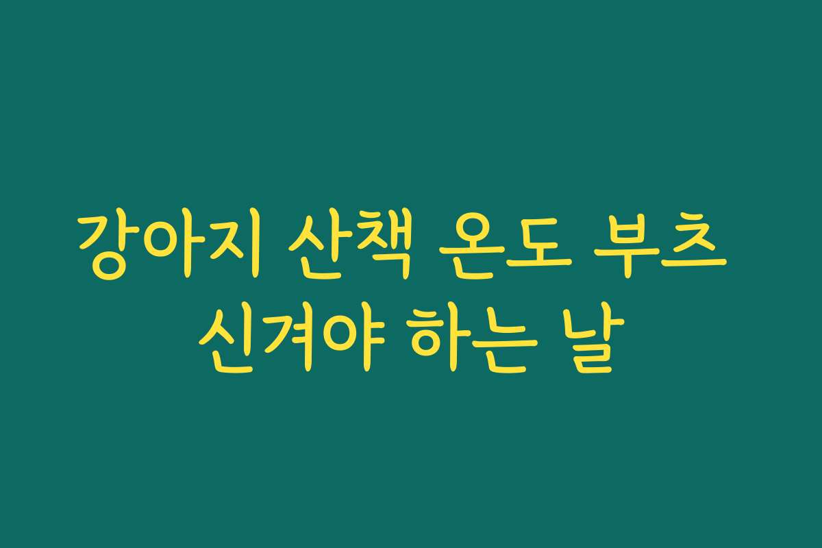 강아지 산책 온도 부츠 신겨야 하는 날
