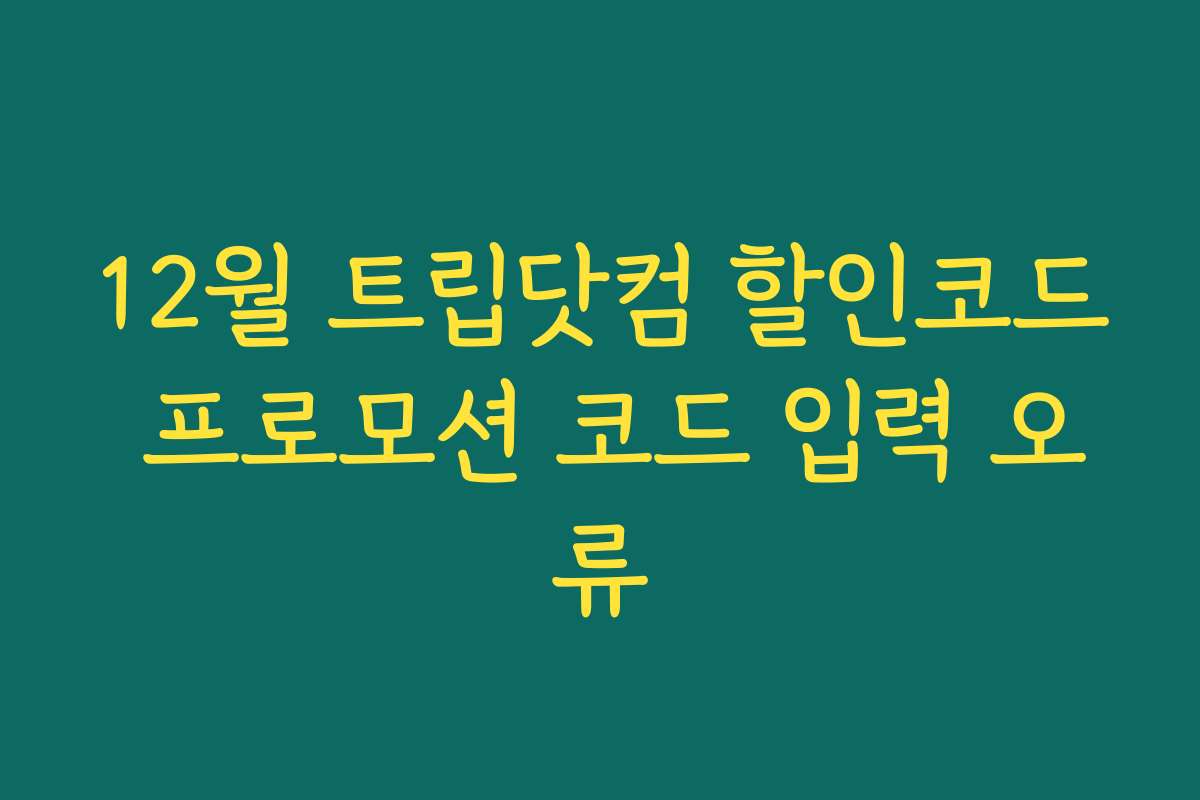 12월 트립닷컴 할인코드 프로모션 코드 입력 오류