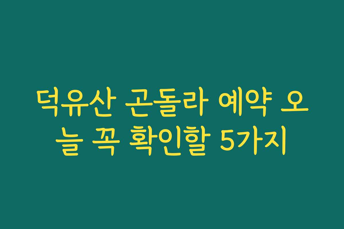 덕유산 곤돌라 예약 오늘 꼭 확인할 5가지