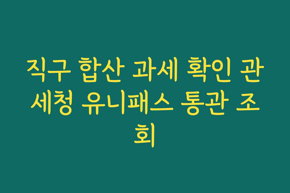직구 합산 과세 확인 관세청 유니패스 통관 조회