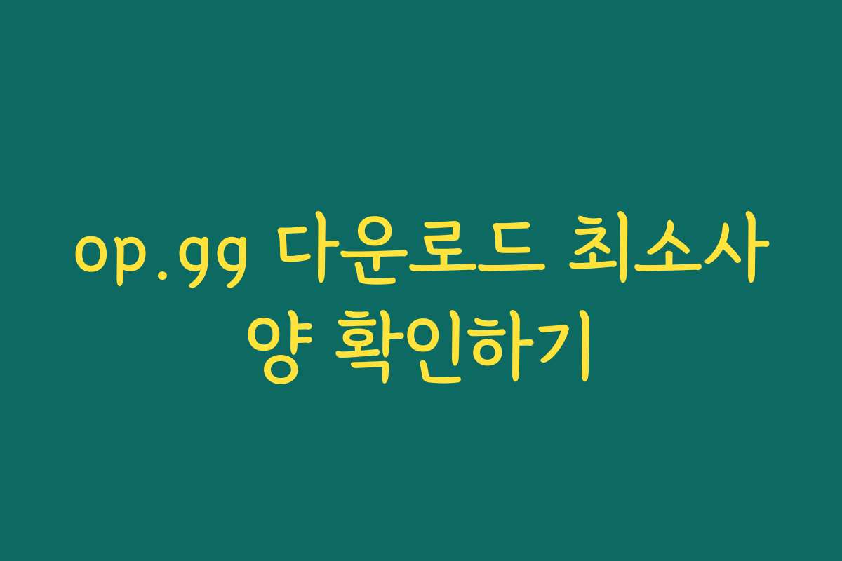 op.gg 다운로드 최소사양 확인하기