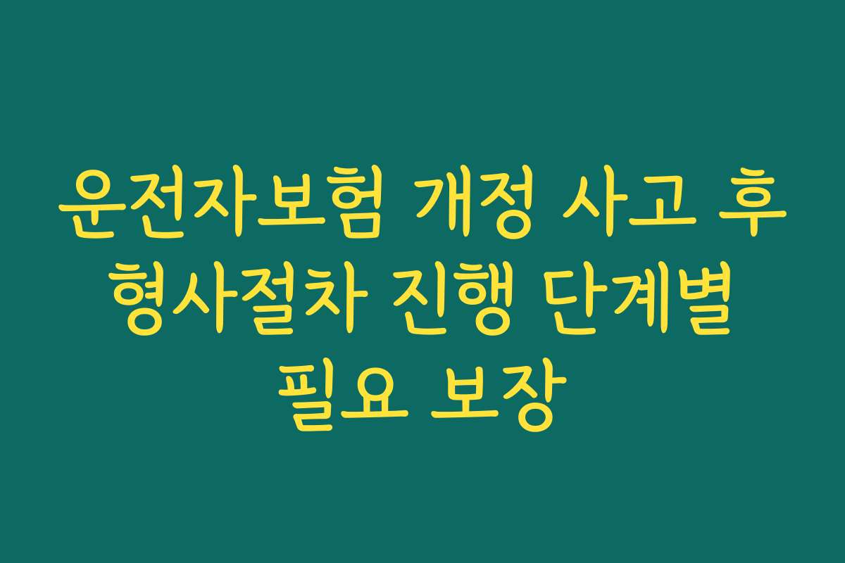 운전자보험 개정 사고 후 형사절차 진행 단계별 필요 보장