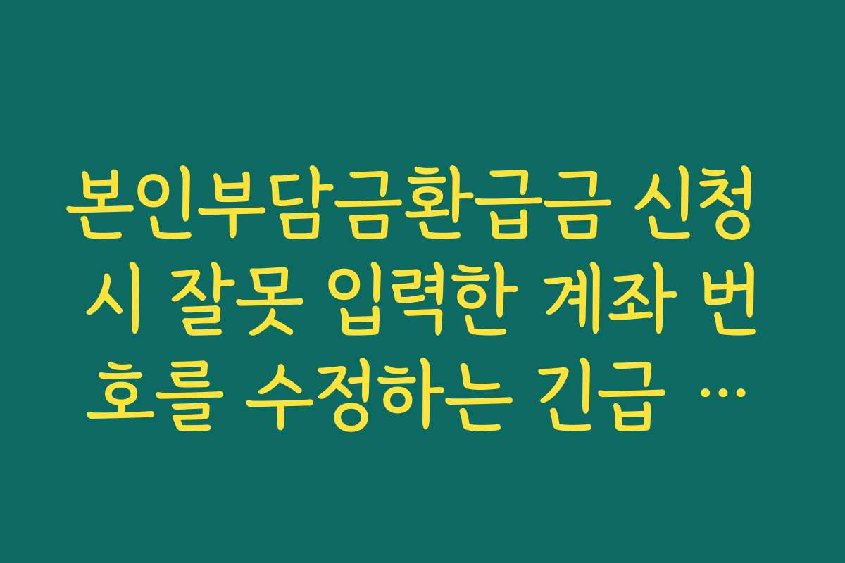 본인부담금환급금 신청 시 잘못 입력한 계좌 번호를 수정하는 긴급 조치