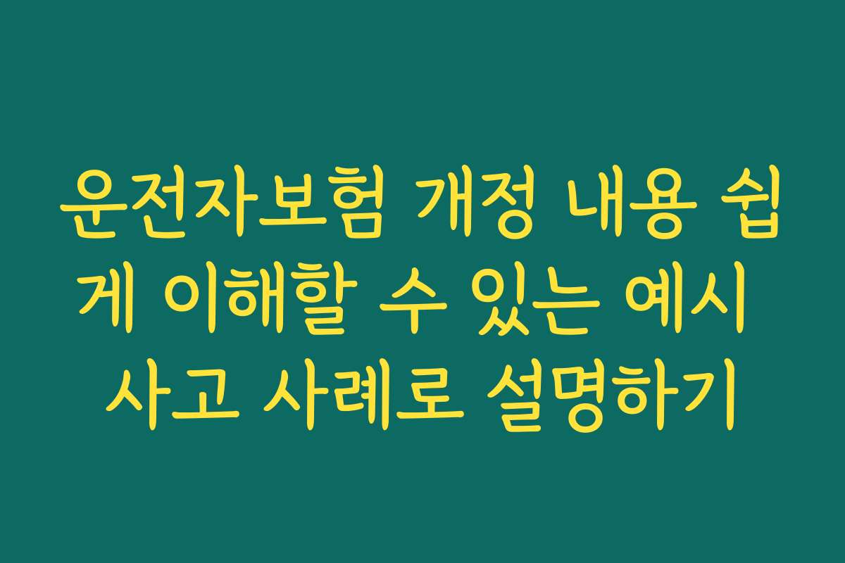 운전자보험 개정 내용 쉽게 이해할 수 있는 예시 사고 사례로 설명하기