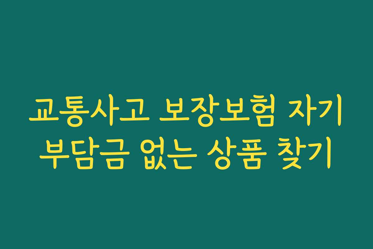 교통사고 보장보험 자기부담금 없는 상품 찾기
