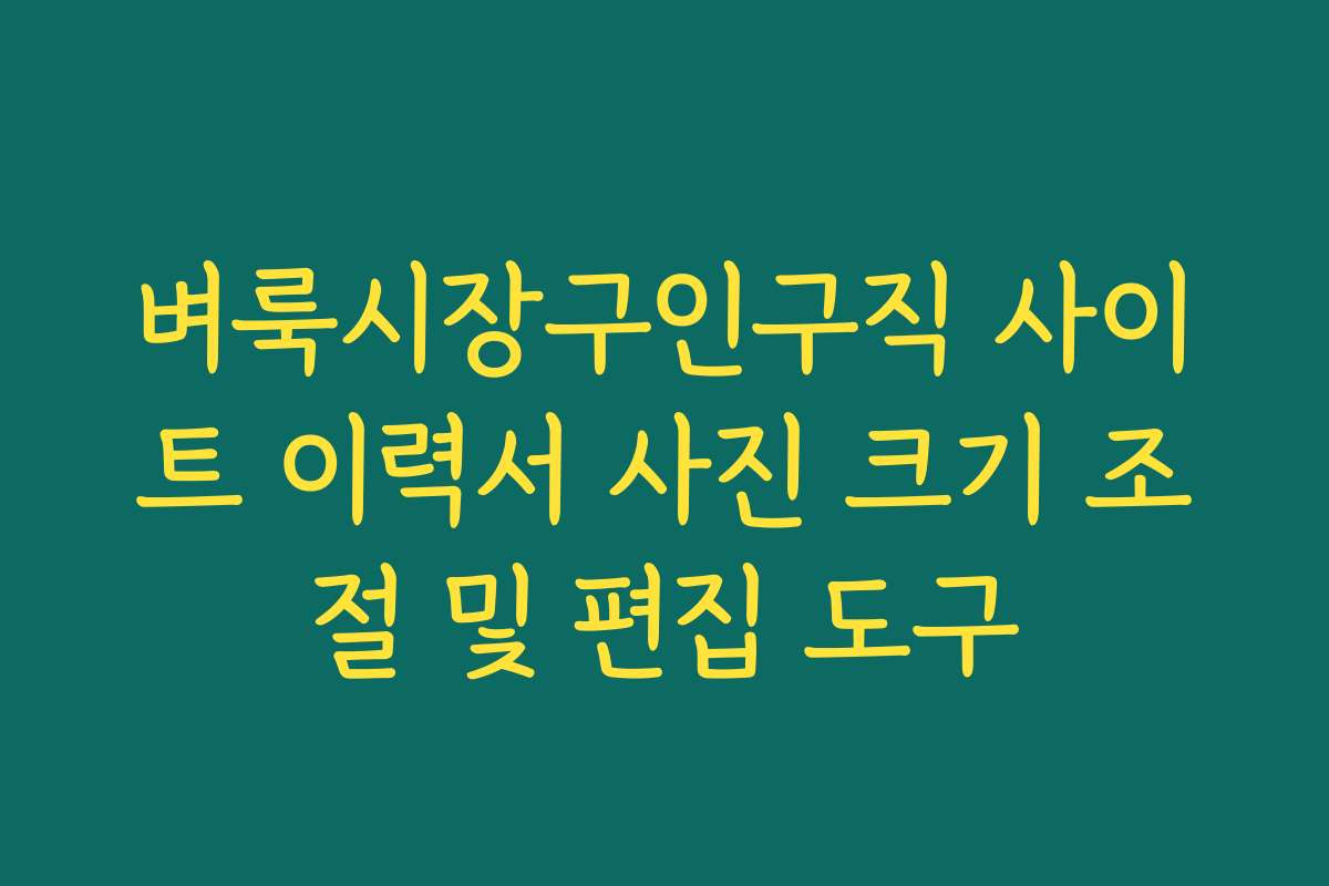 벼룩시장구인구직 사이트 이력서 사진 크기 조절 및 편집 도구