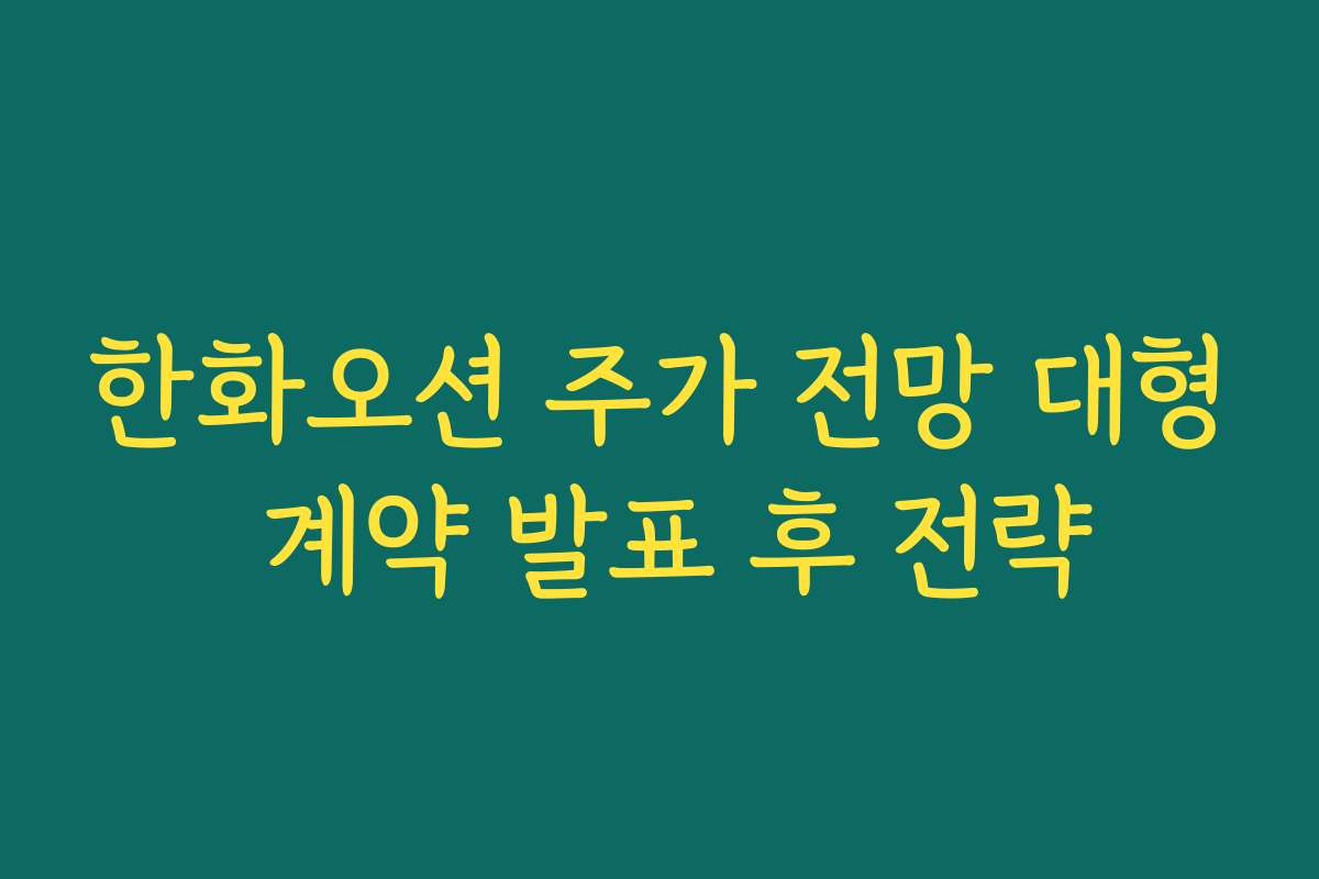 한화오션 주가 전망 대형 계약 발표 후 전략