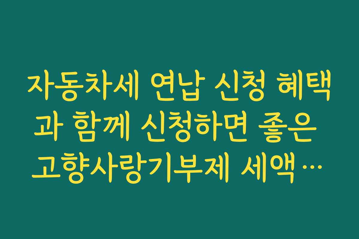 자동차세 연납 신청 혜택과 함께 신청하면 좋은 고향사랑기부제 세액공제