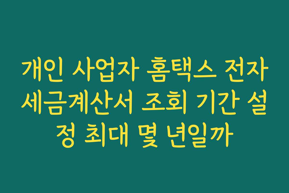 개인 사업자 홈택스 전자세금계산서 조회 기간 설정 최대 몇 년일까