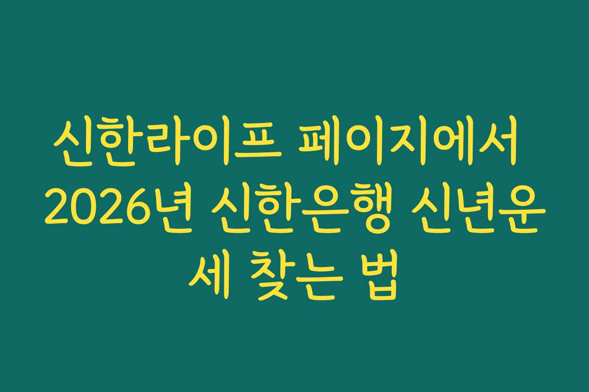 신한라이프 페이지에서 2026년 신한은행 신년운세 찾는 법