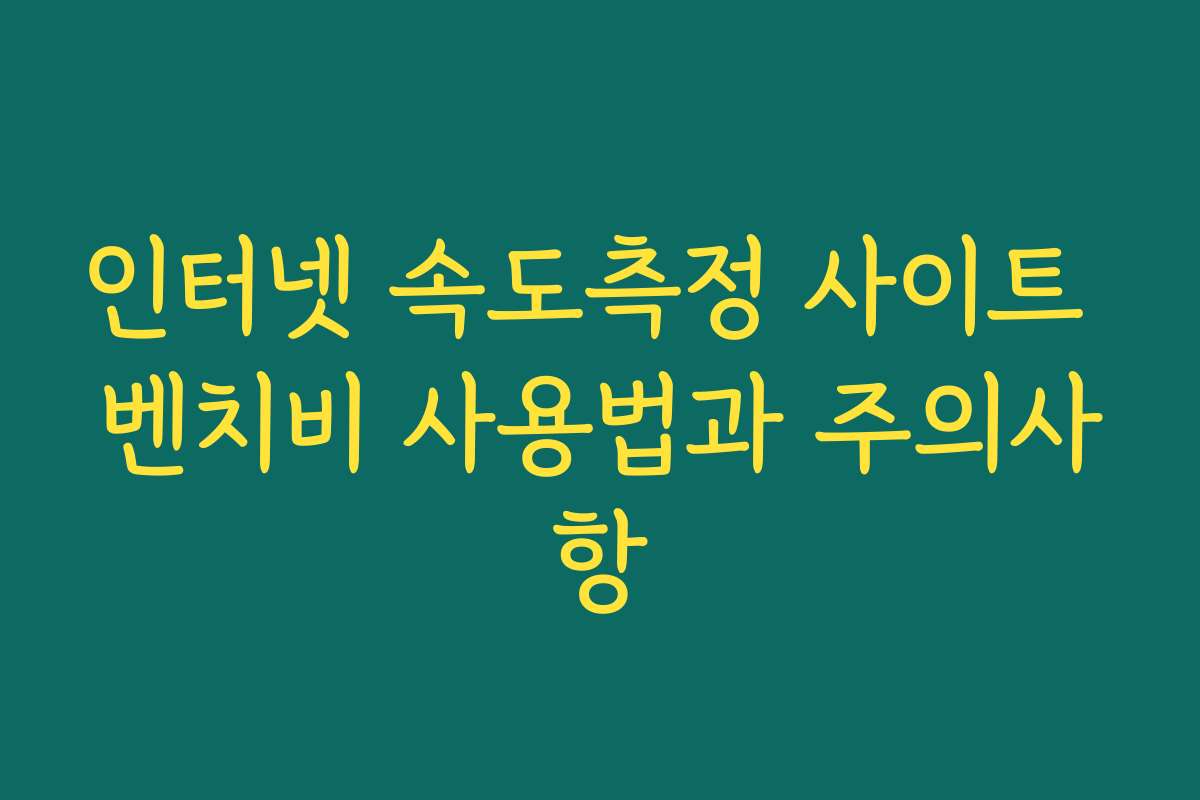 인터넷 속도측정 사이트 벤치비 사용법과 주의사항