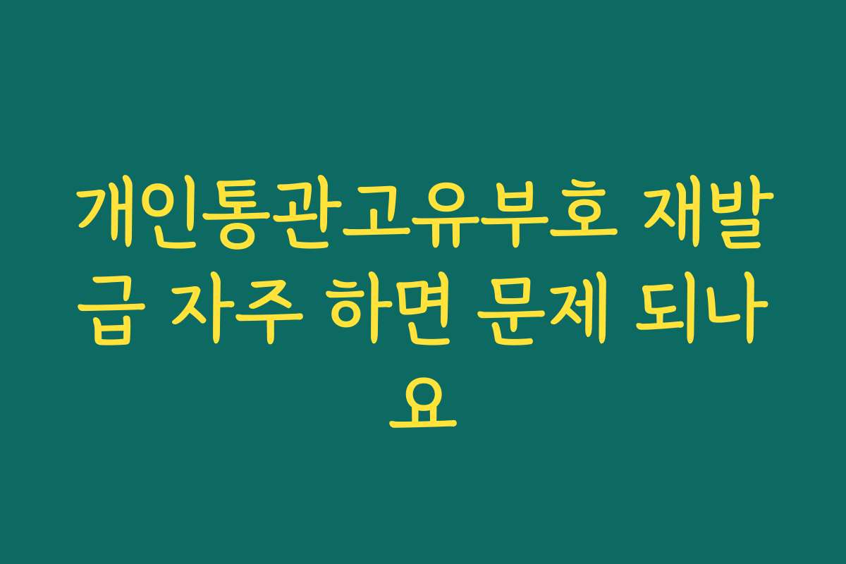 개인통관고유부호 재발급 자주 하면 문제 되나요