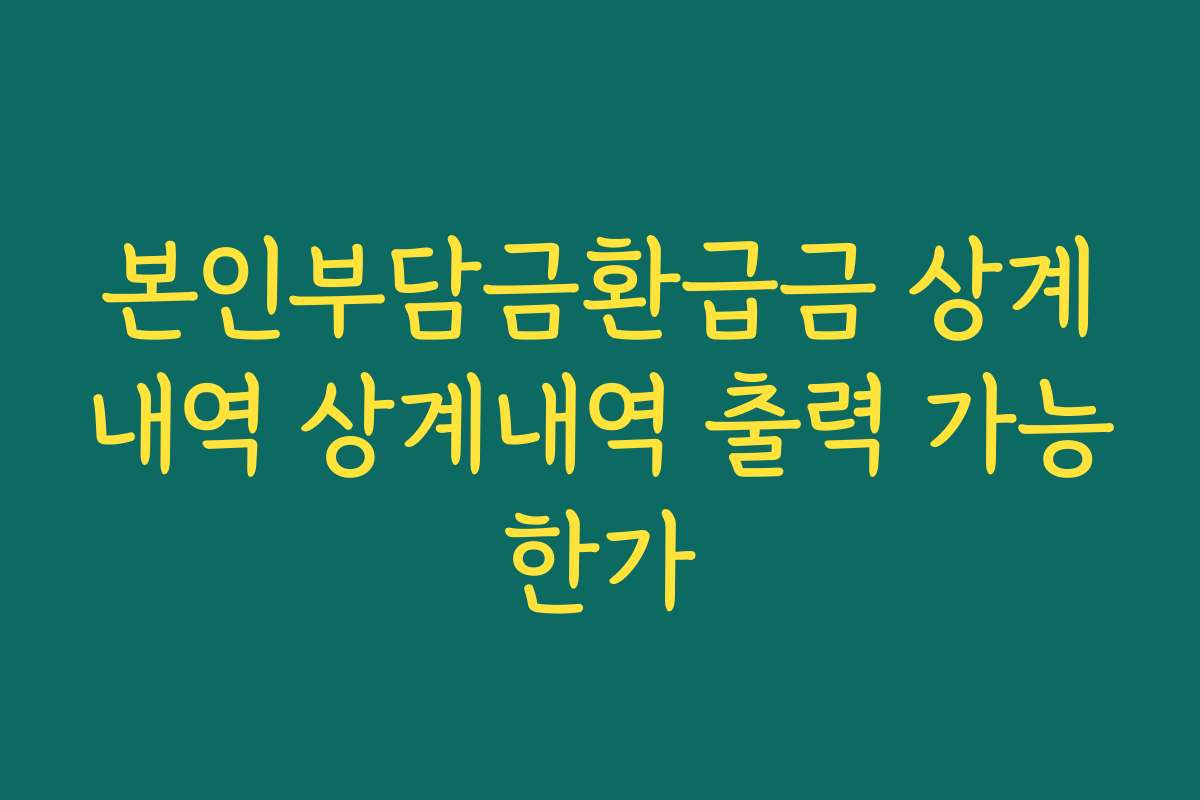 본인부담금환급금 상계내역 상계내역 출력 가능한가
