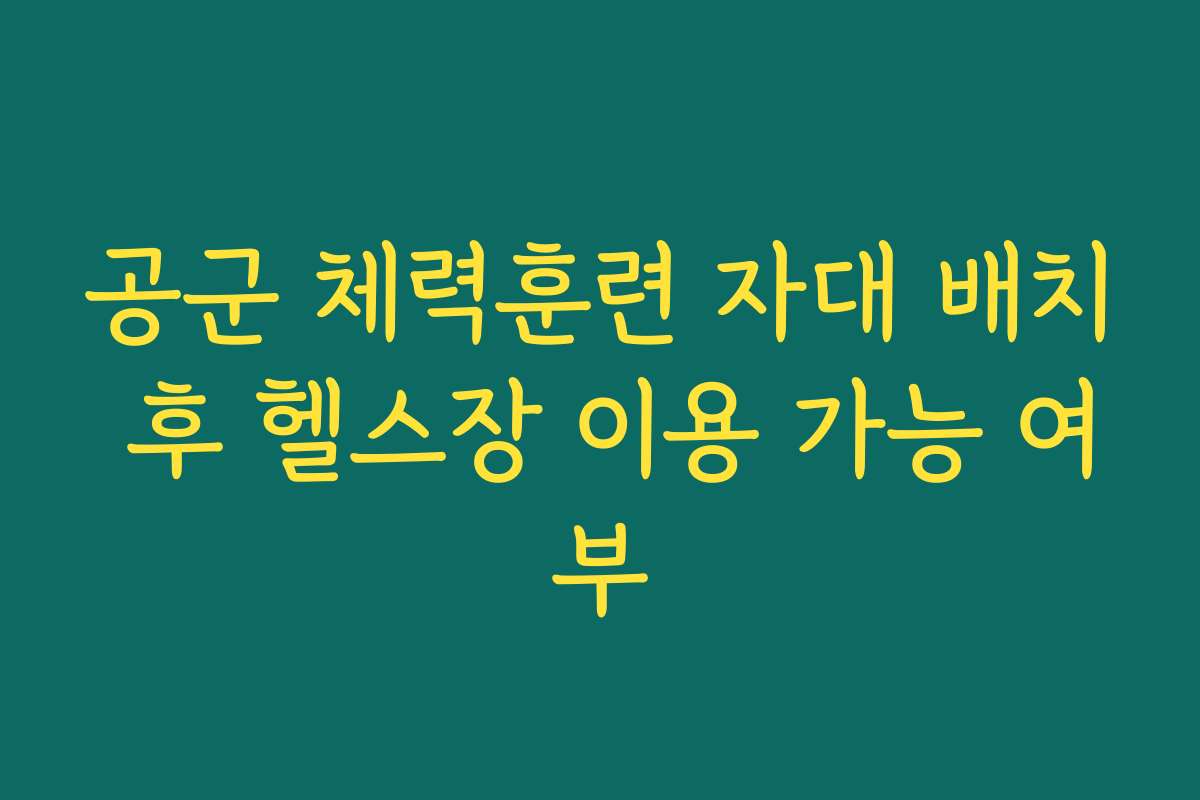 공군 체력훈련 자대 배치 후 헬스장 이용 가능 여부