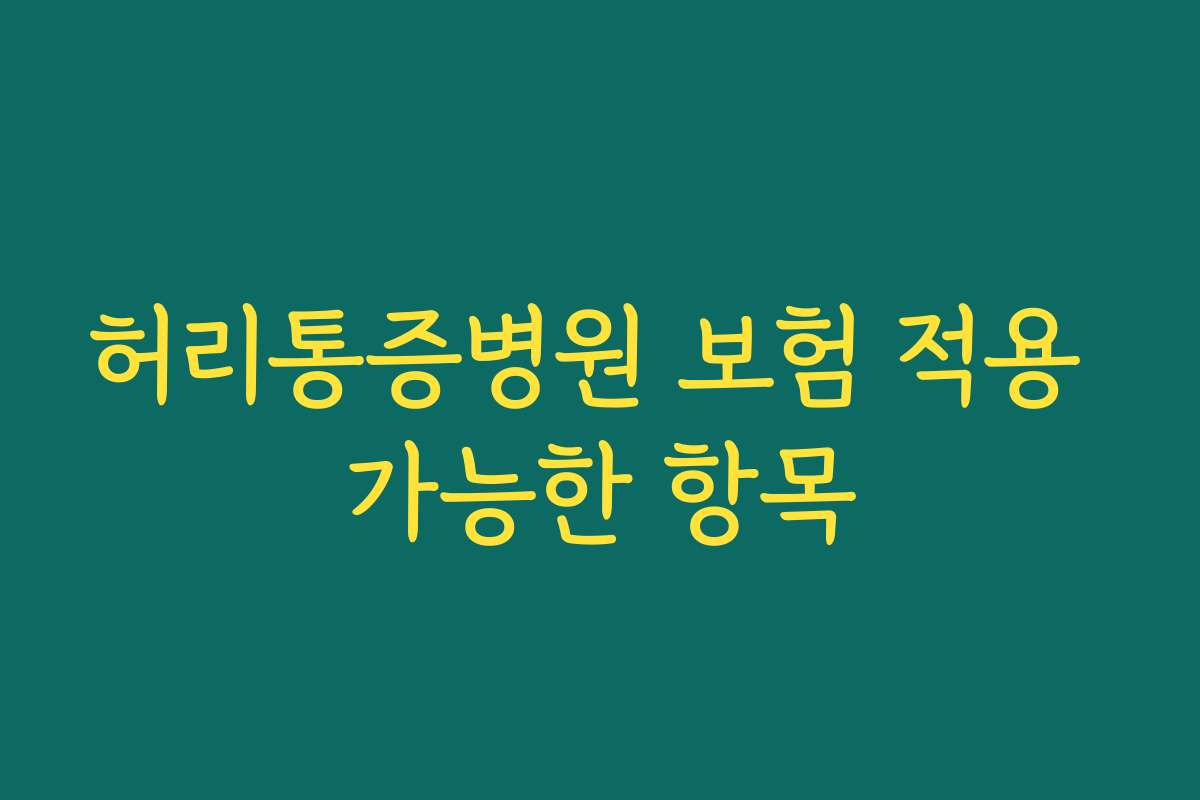 허리통증병원 보험 적용 가능한 항목