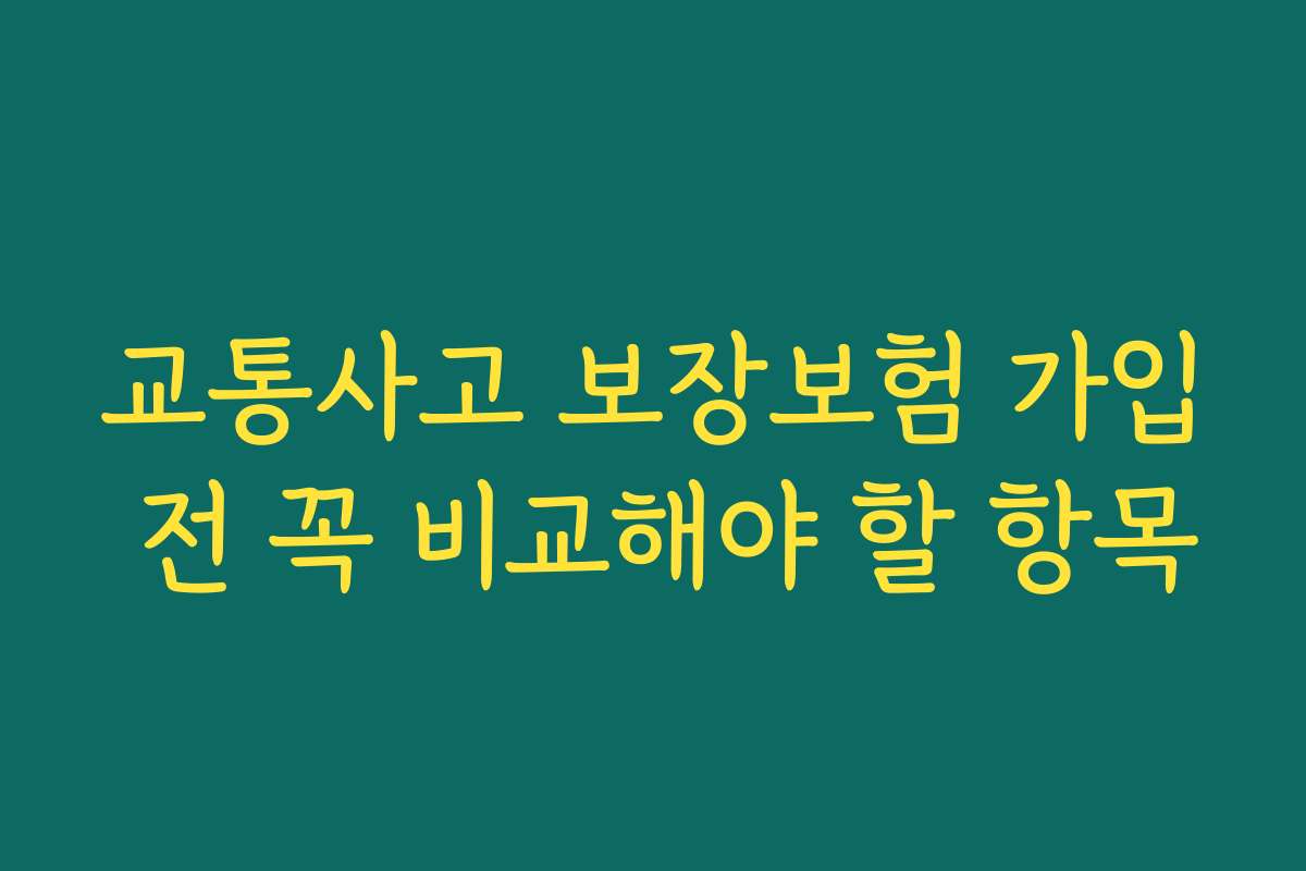 교통사고 보장보험 가입 전 꼭 비교해야 할 항목