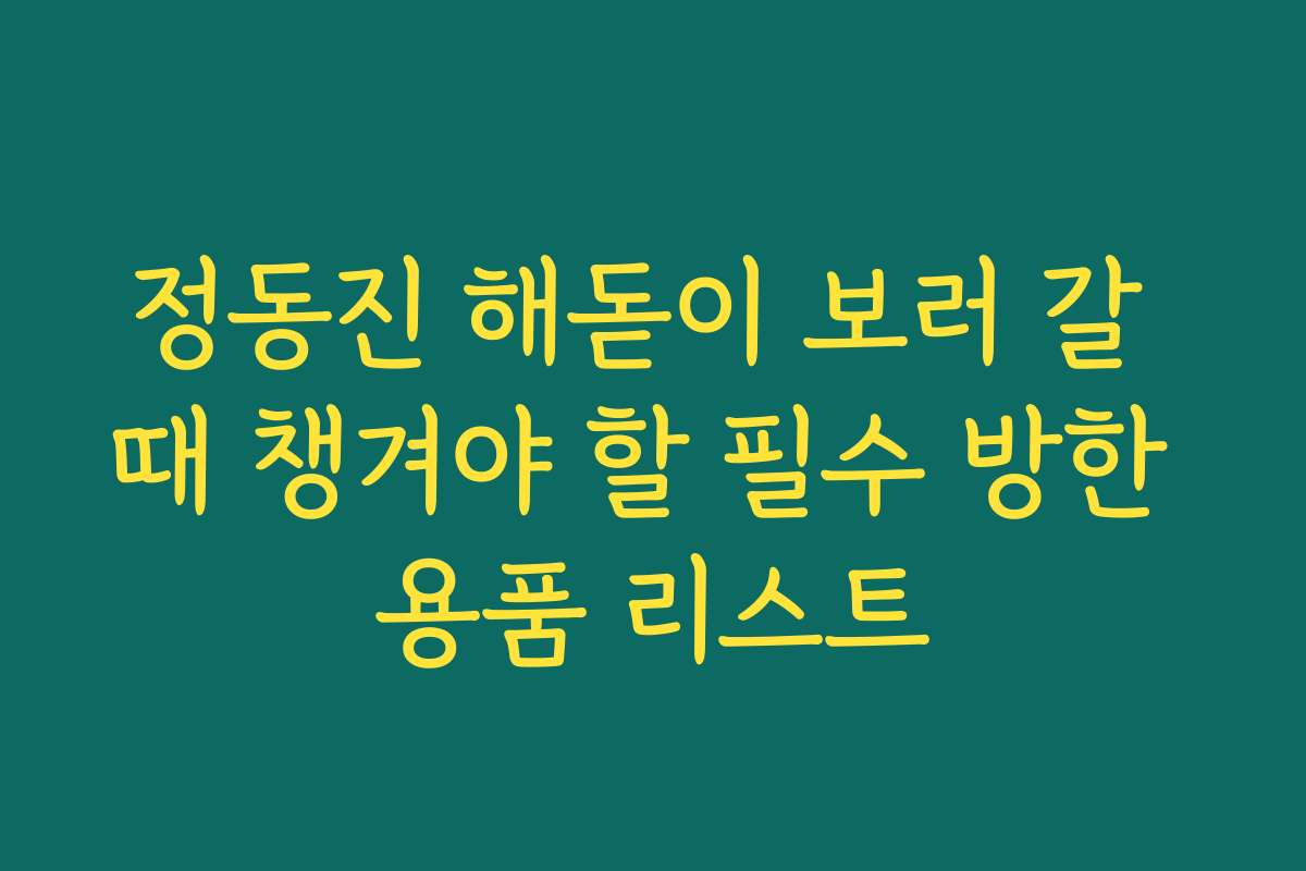 정동진 해돋이 보러 갈 때 챙겨야 할 필수 방한 용품 리스트