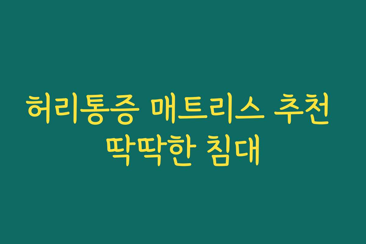 허리통증 매트리스 추천 딱딱한 침대