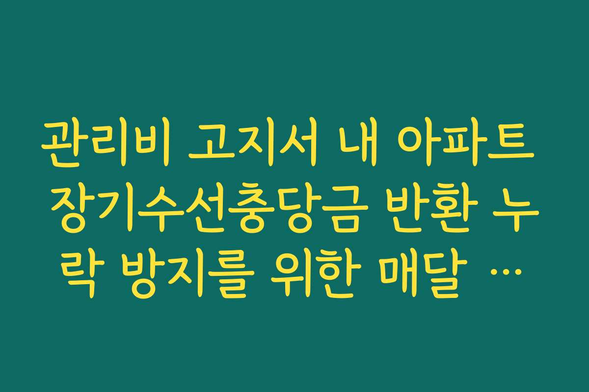 관리비 고지서 내 아파트 장기수선충당금 반환 누락 방지를 위한 매달 체크