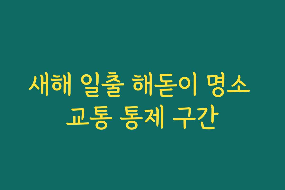 새해 일출 해돋이 명소 교통 통제 구간