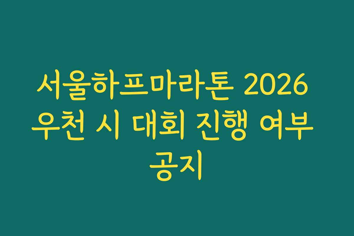 서울하프마라톤 2026 우천 시 대회 진행 여부 공지