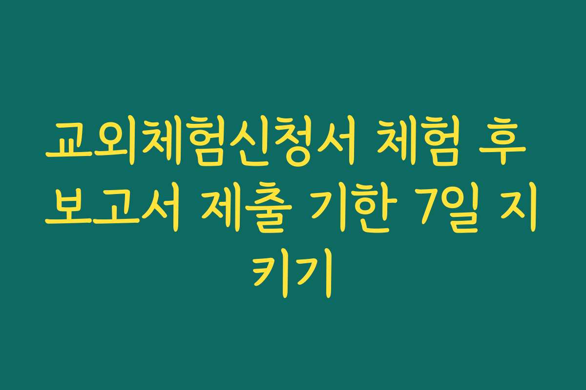 교외체험신청서 체험 후 보고서 제출 기한 7일 지키기