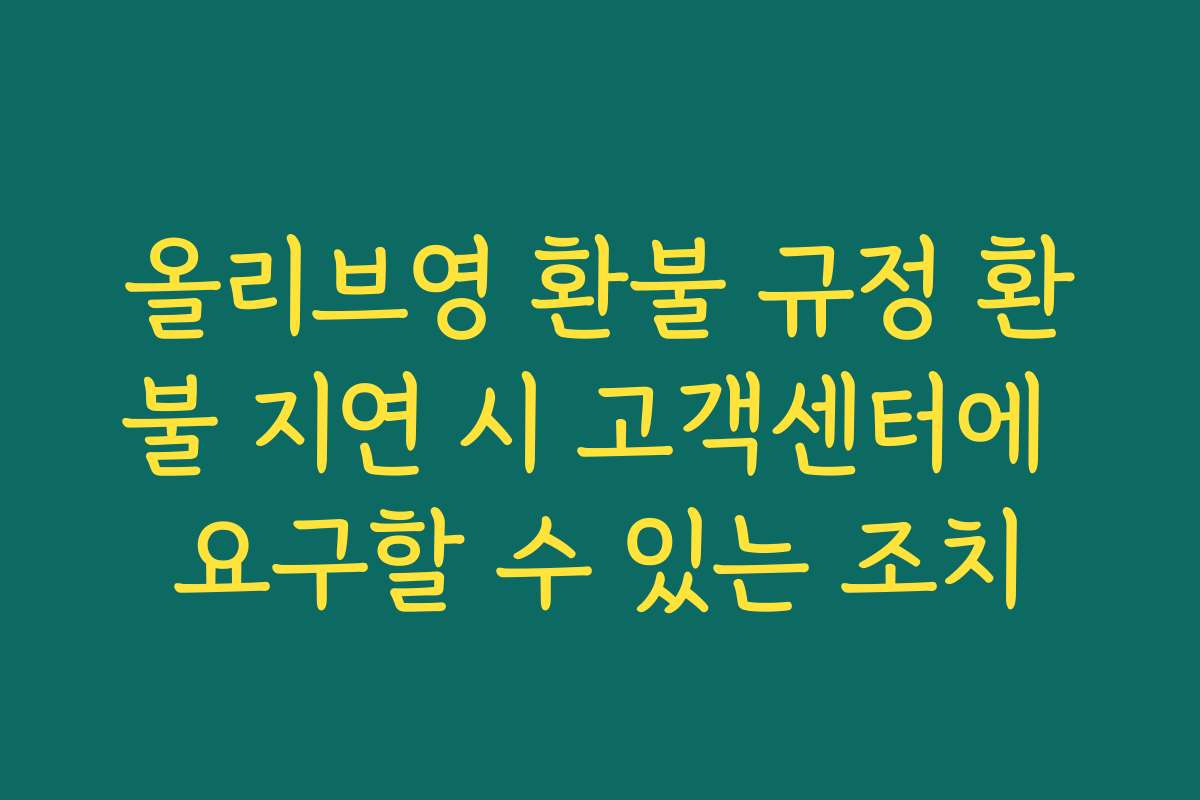 올리브영 환불 규정 환불 지연 시 고객센터에 요구할 수 있는 조치