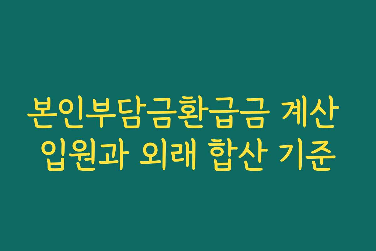 본인부담금환급금 계산 입원과 외래 합산 기준