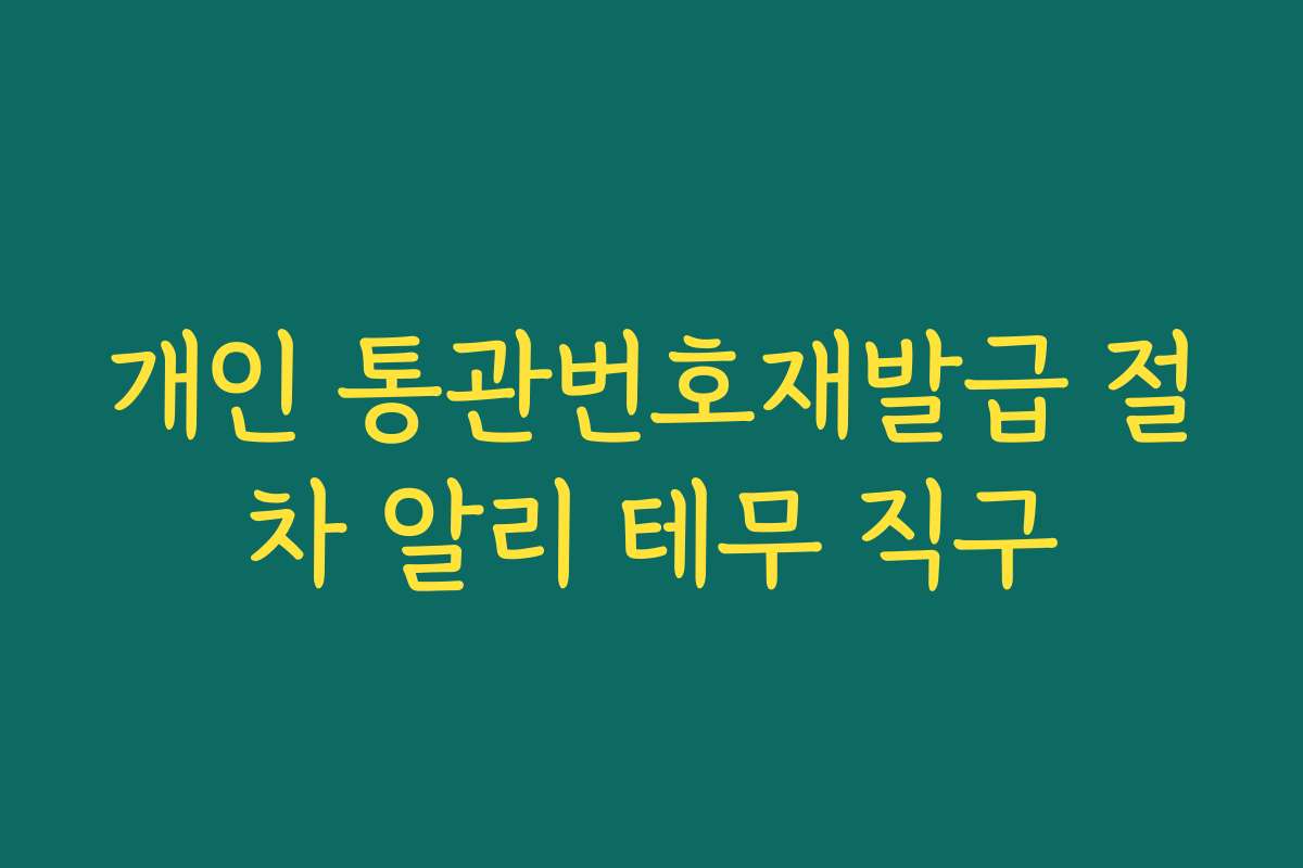 개인 통관번호재발급 절차 알리 테무 직구