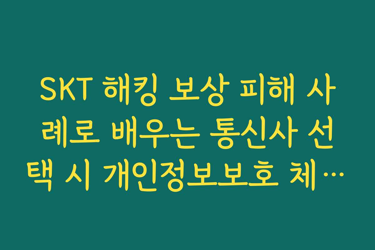 SKT 해킹 보상 피해 사례로 배우는 통신사 선택 시 개인정보보호 체크리스트