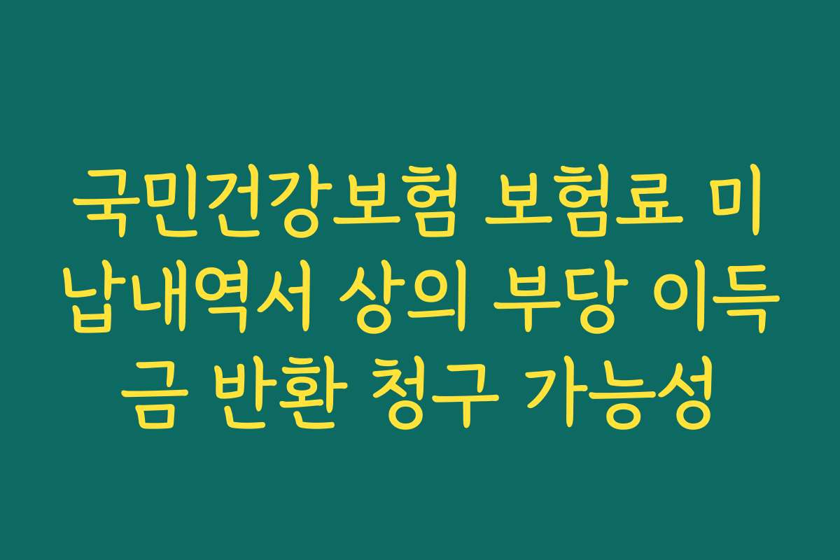 국민건강보험 보험료 미납내역서 상의 부당 이득금 반환 청구 가능성