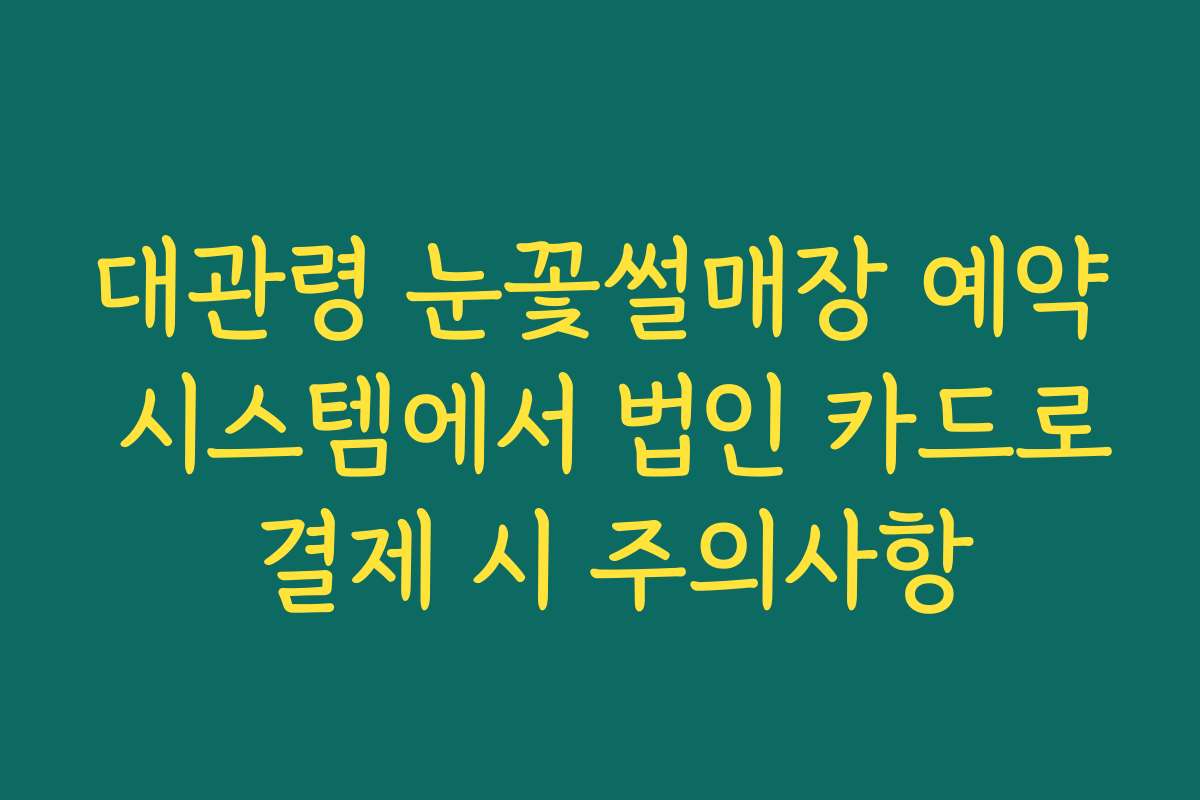 대관령 눈꽃썰매장 예약 시스템에서 법인 카드로 결제 시 주의사항