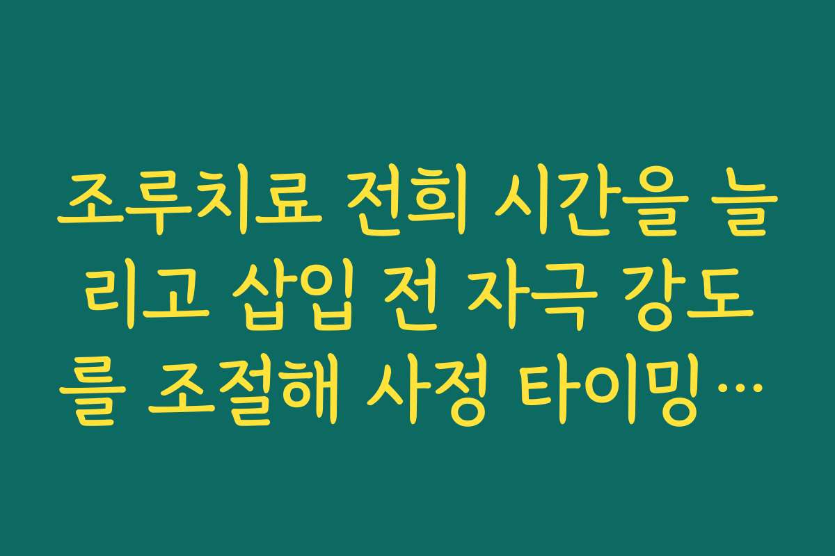 조루치료 전희 시간을 늘리고 삽입 전 자극 강도를 조절해 사정 타이밍을 늦추는 방법