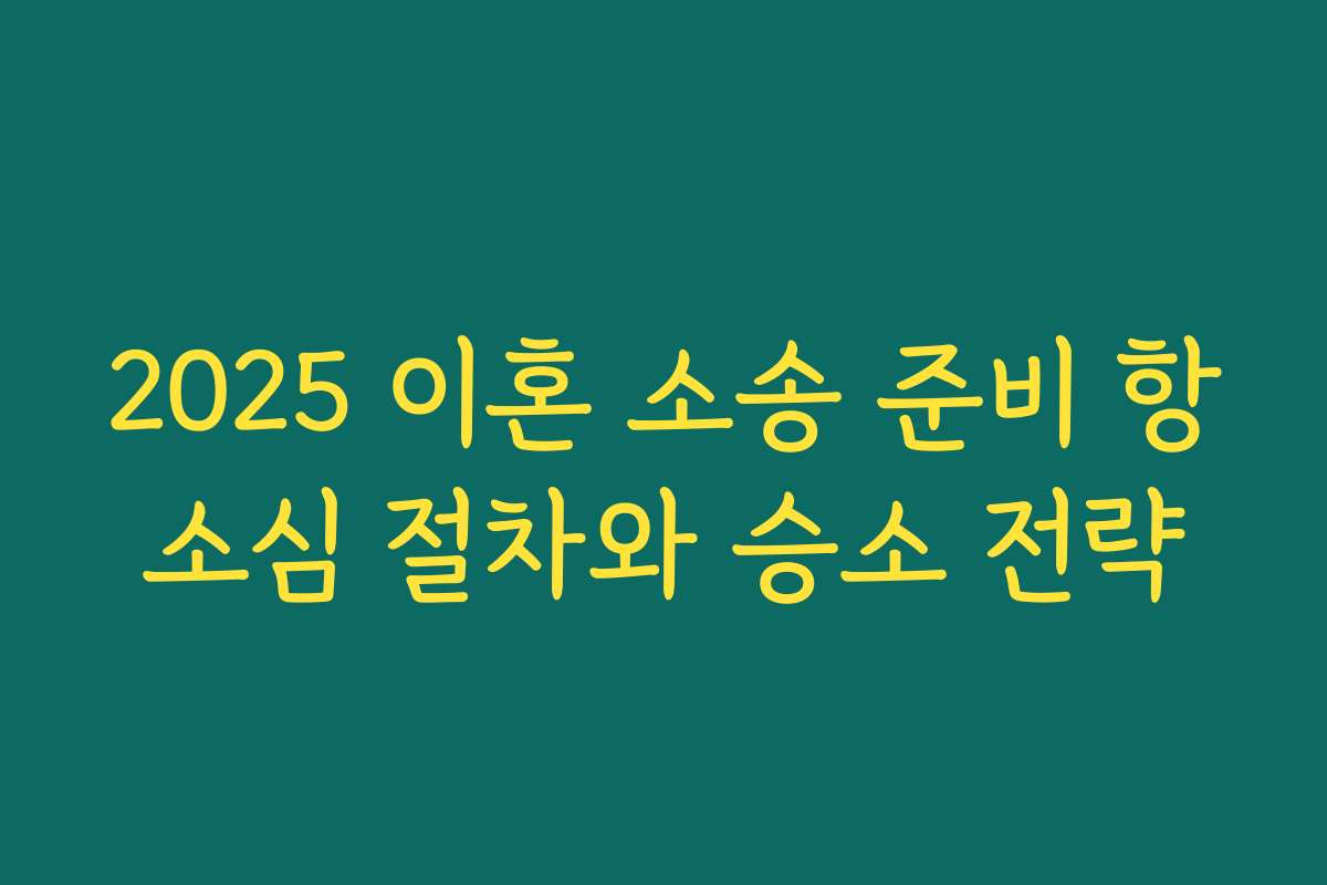2025 이혼 소송 준비 항소심 절차와 승소 전략