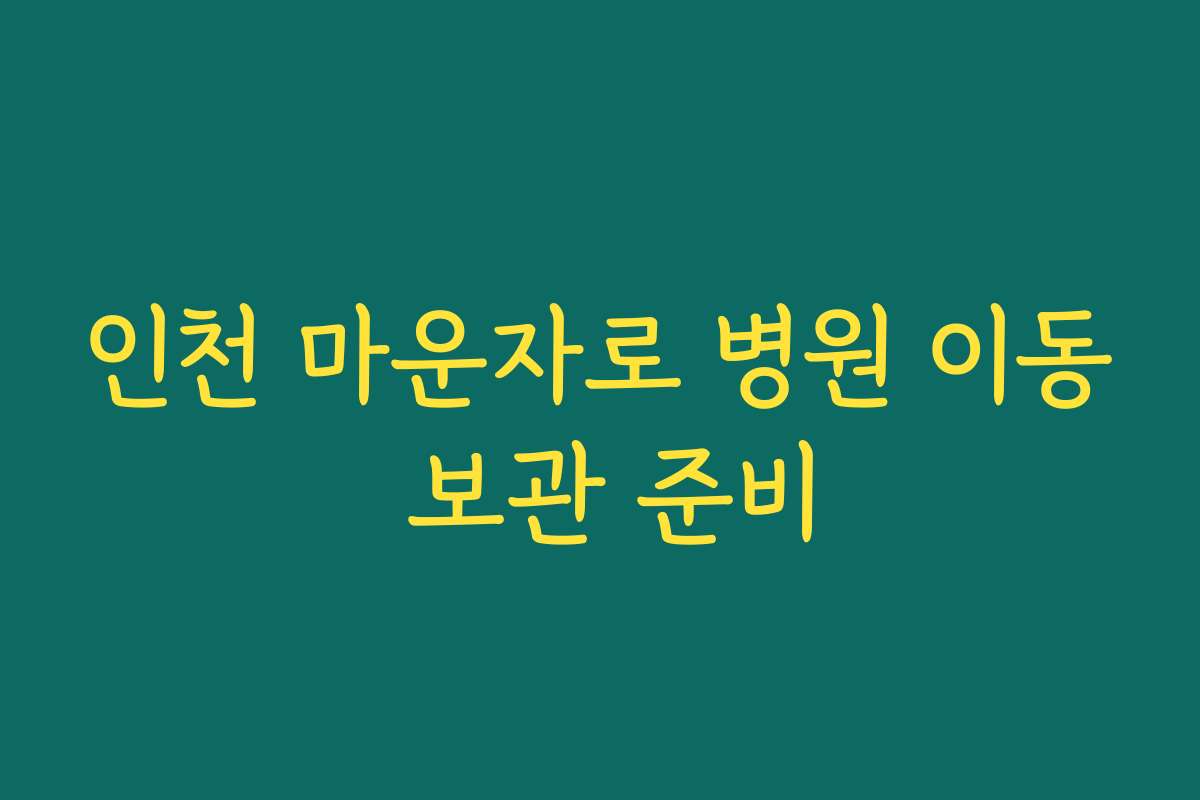인천 마운자로 병원 이동 보관 준비