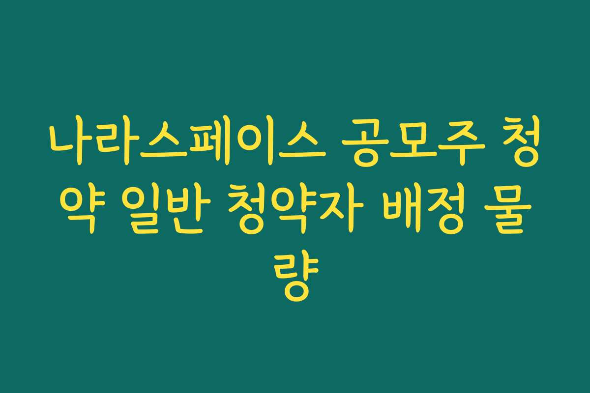 나라스페이스 공모주 청약 일반 청약자 배정 물량