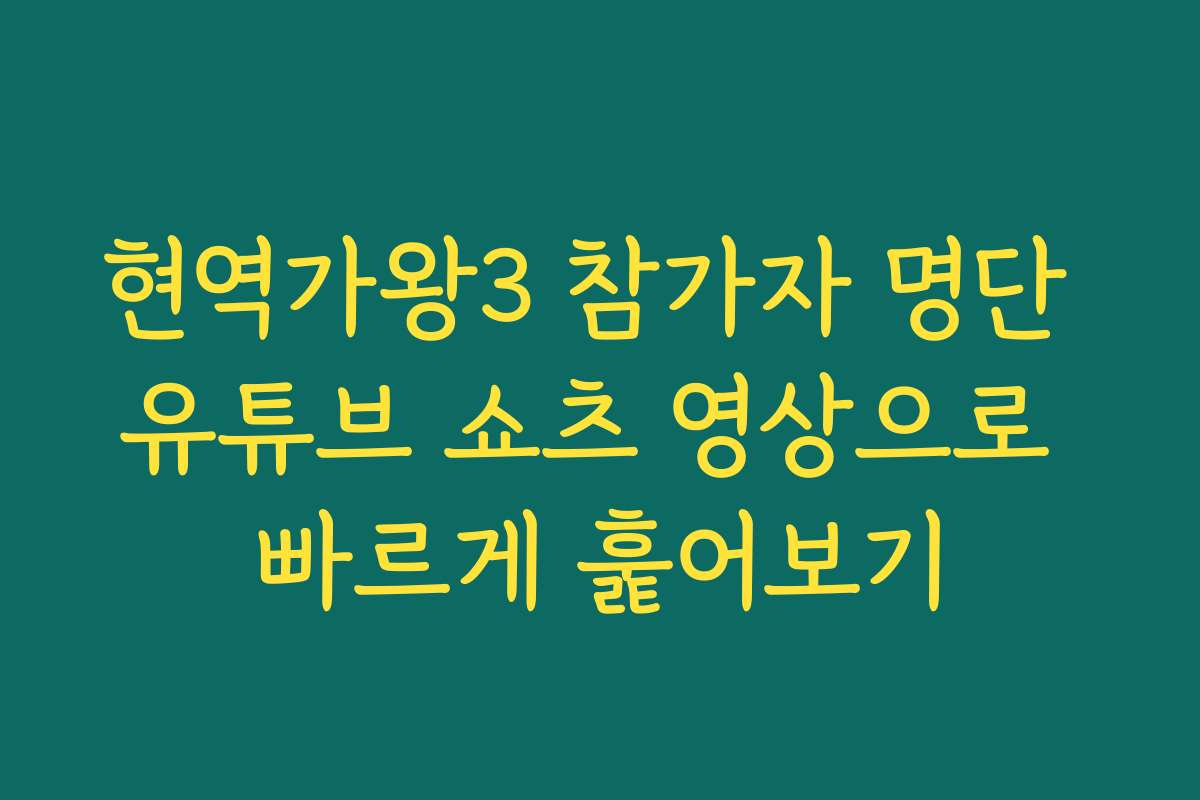 현역가왕3 참가자 명단 유튜브 쇼츠 영상으로 빠르게 훑어보기