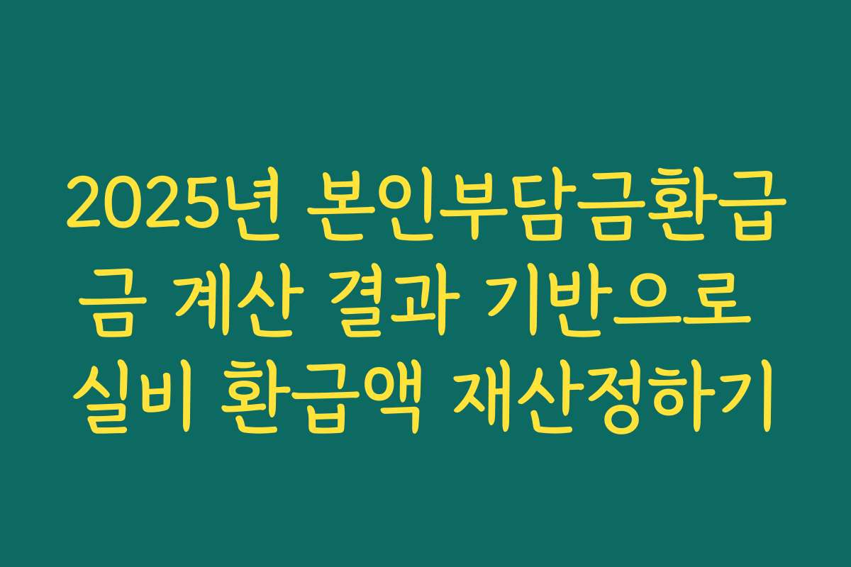 2025년 본인부담금환급금 계산 결과 기반으로 실비 환급액 재산정하기