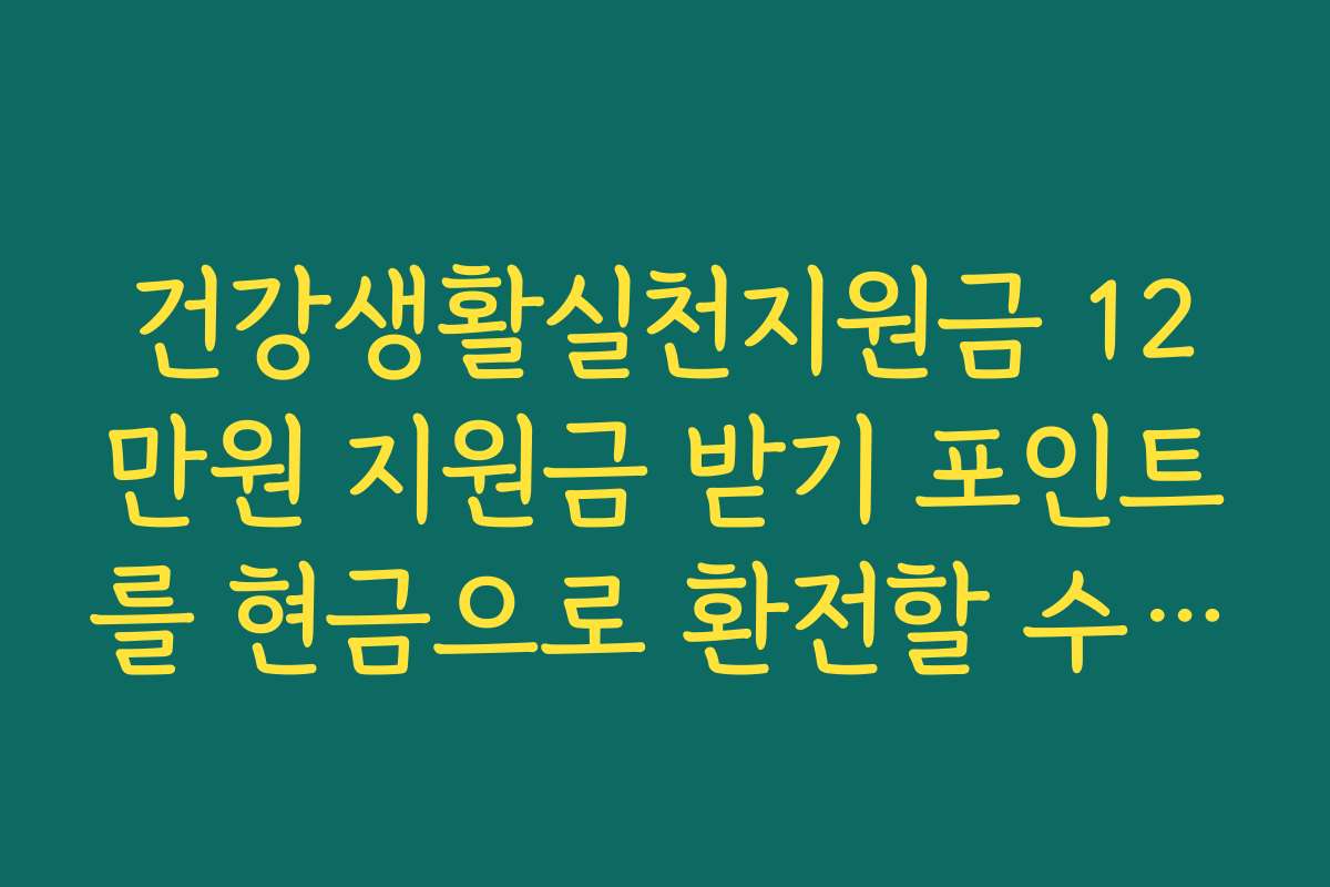 건강생활실천지원금 12만원 지원금 받기 포인트를 현금으로 환전할 수 있는지 확인합니다