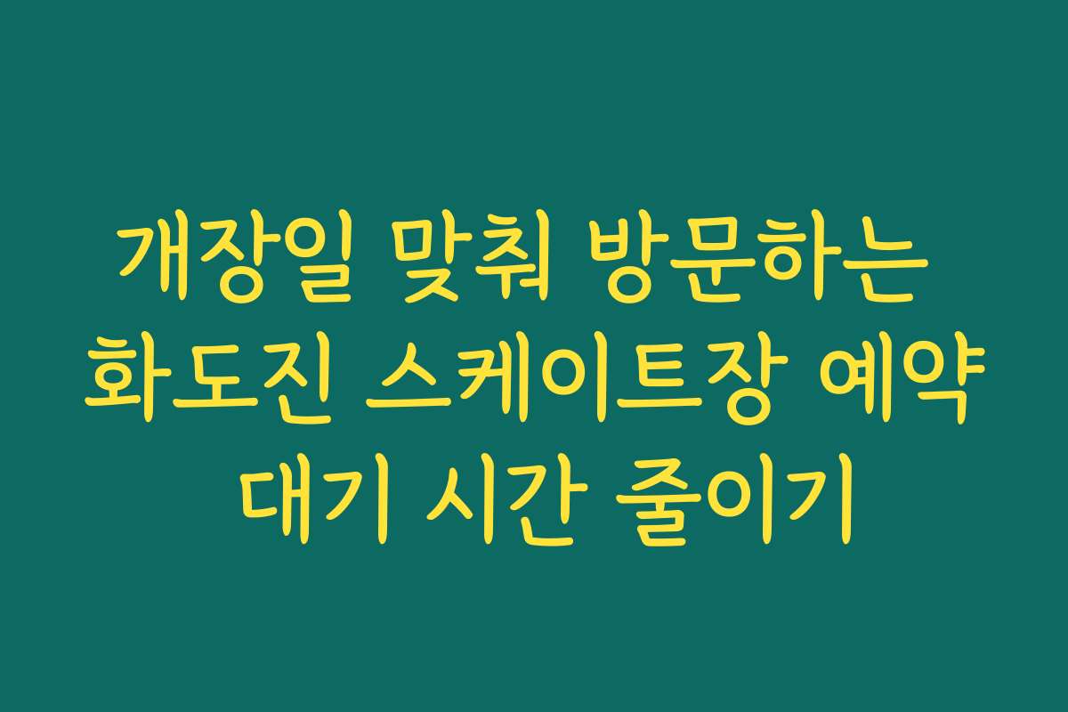 개장일 맞춰 방문하는 화도진 스케이트장 예약 대기 시간 줄이기