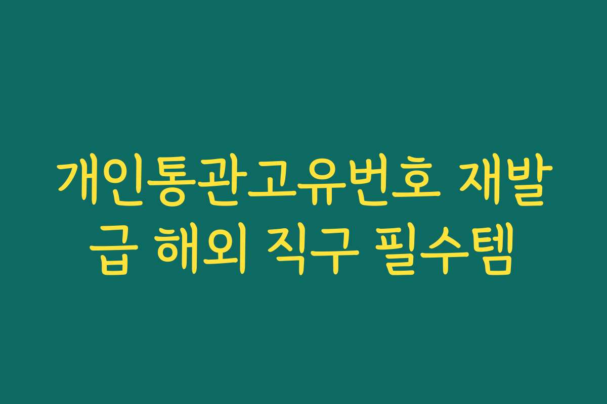 개인통관고유번호 재발급 해외 직구 필수템